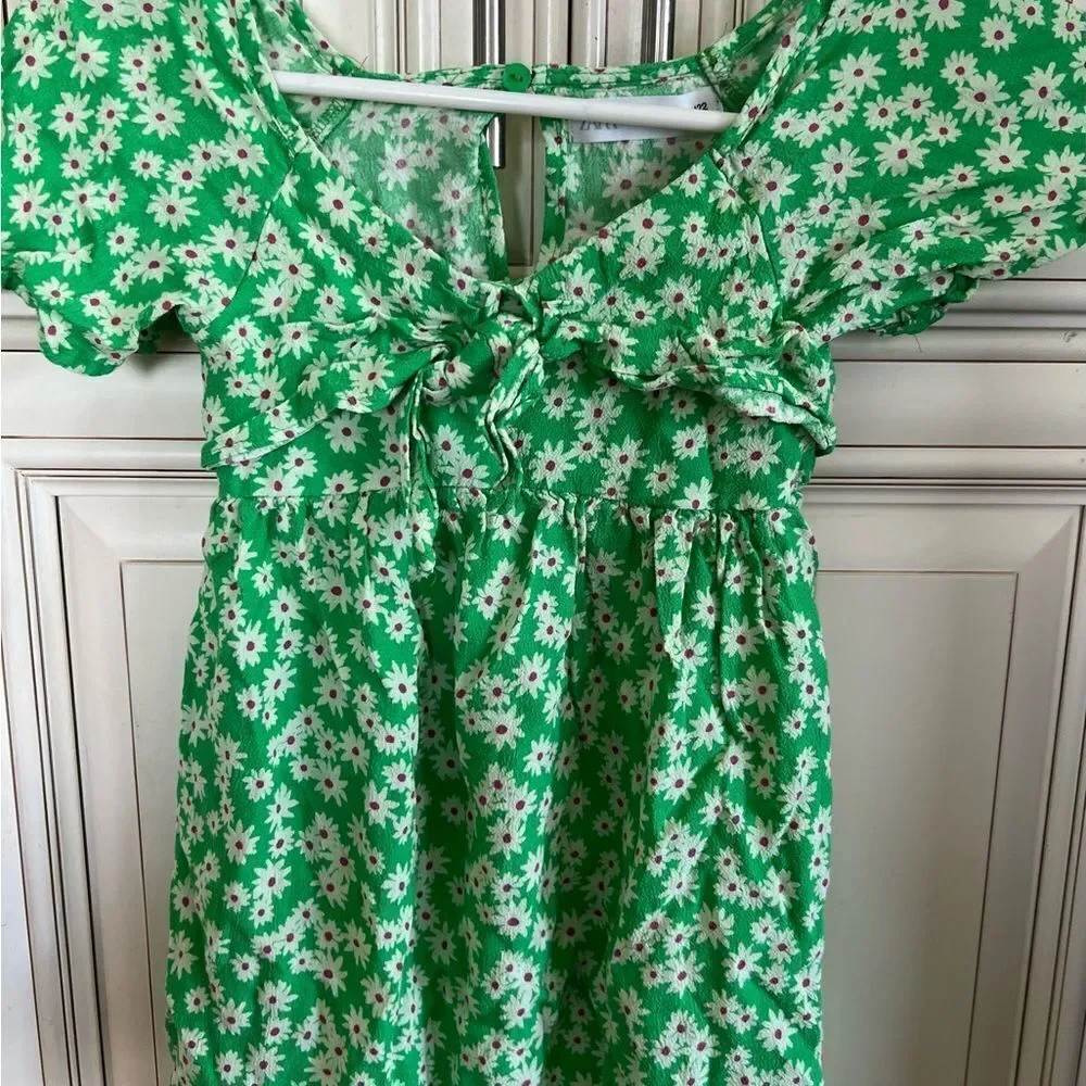 Zara Green Floral Dress Sz 7